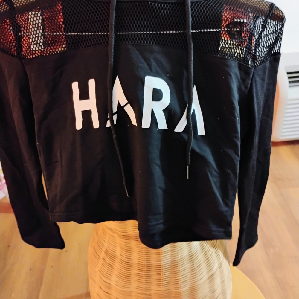 Ara Black Mesh Crop Top